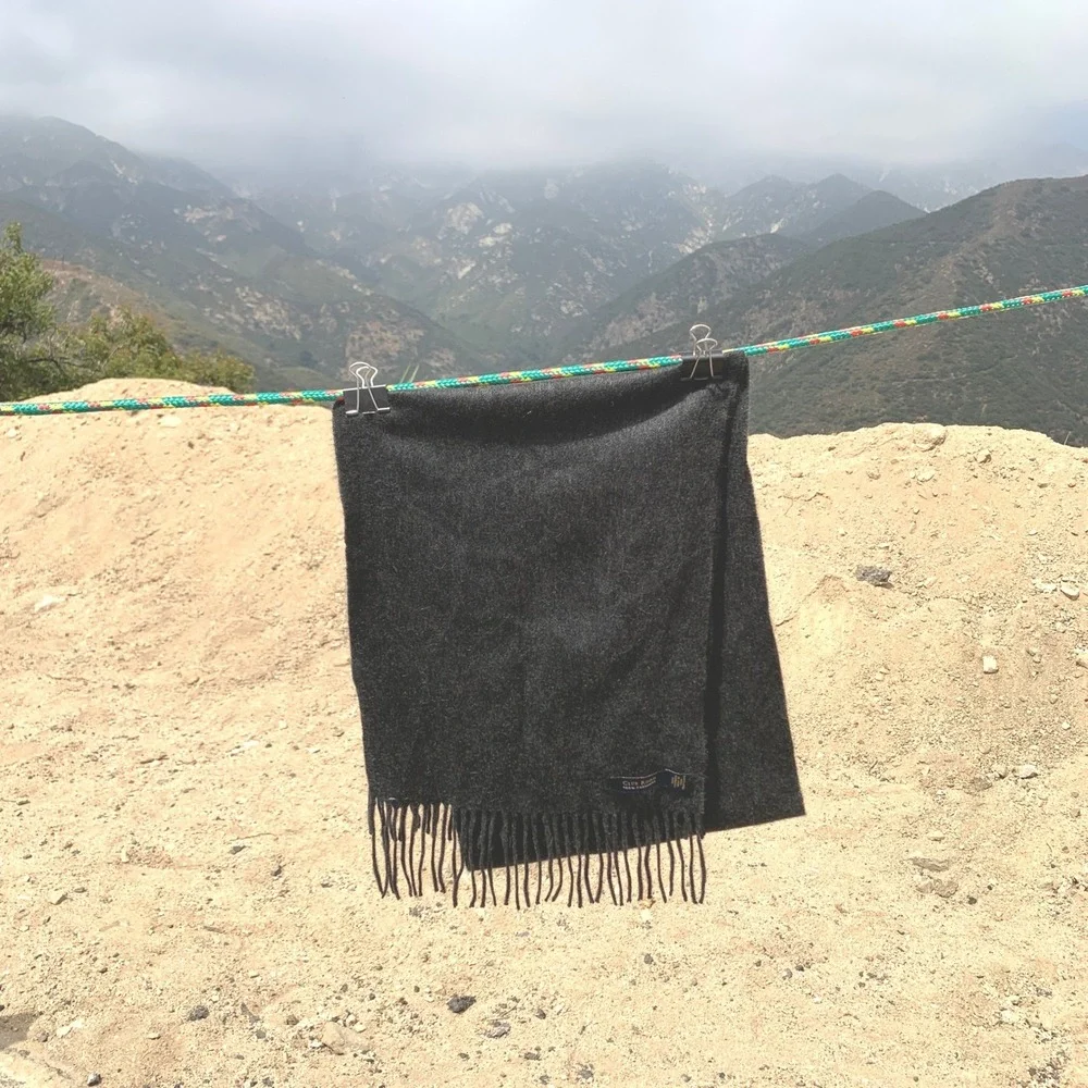 Club Room 100% cashmere scarf w/ fringe in dark grey - 66in x 24in